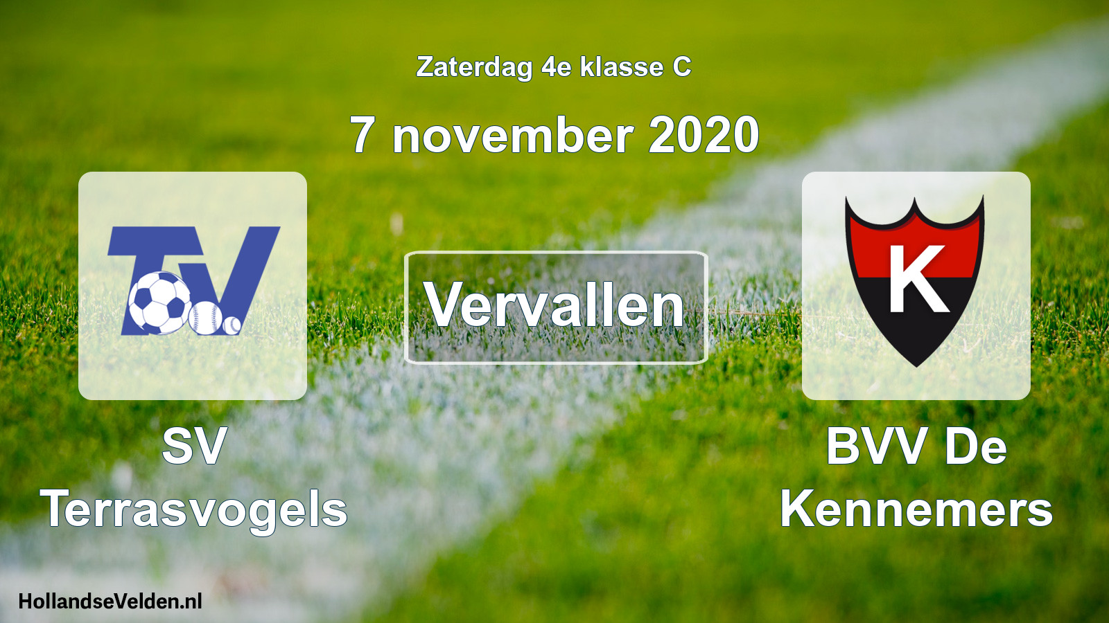 Scheduled Match: SV Terrasvogels - BVV De Kennemers (7 November 2020)