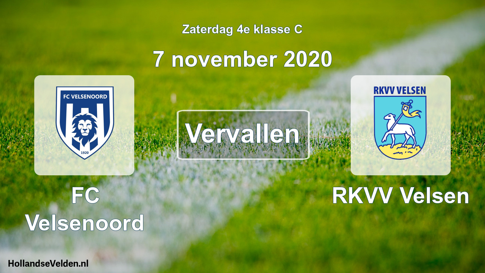 Scheduled Match: FC Velsenoord - RKVV Velsen (7 November 2020)