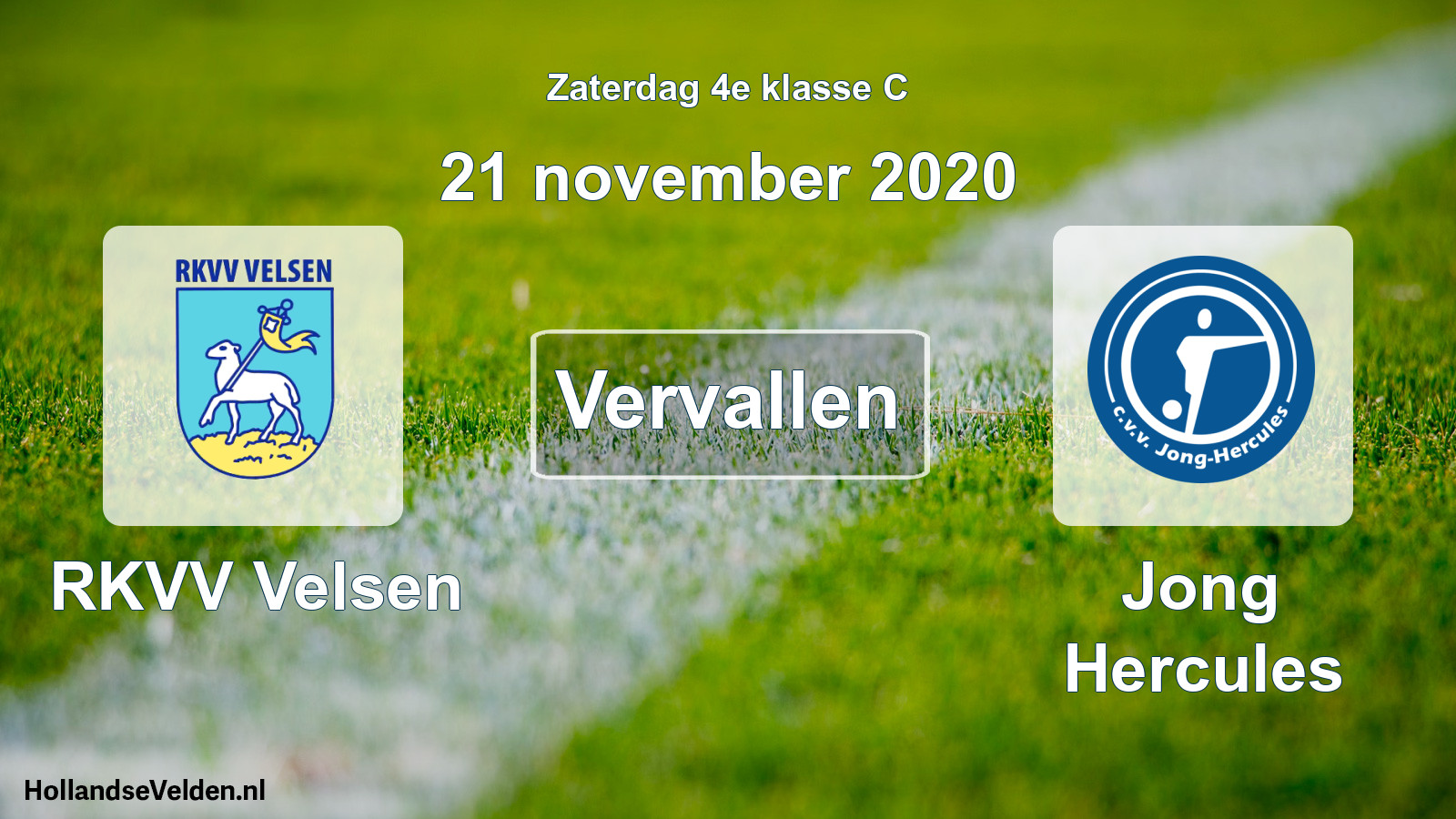 Scheduled Match: RKVV Velsen - Jong Hercules (21 November 2020)