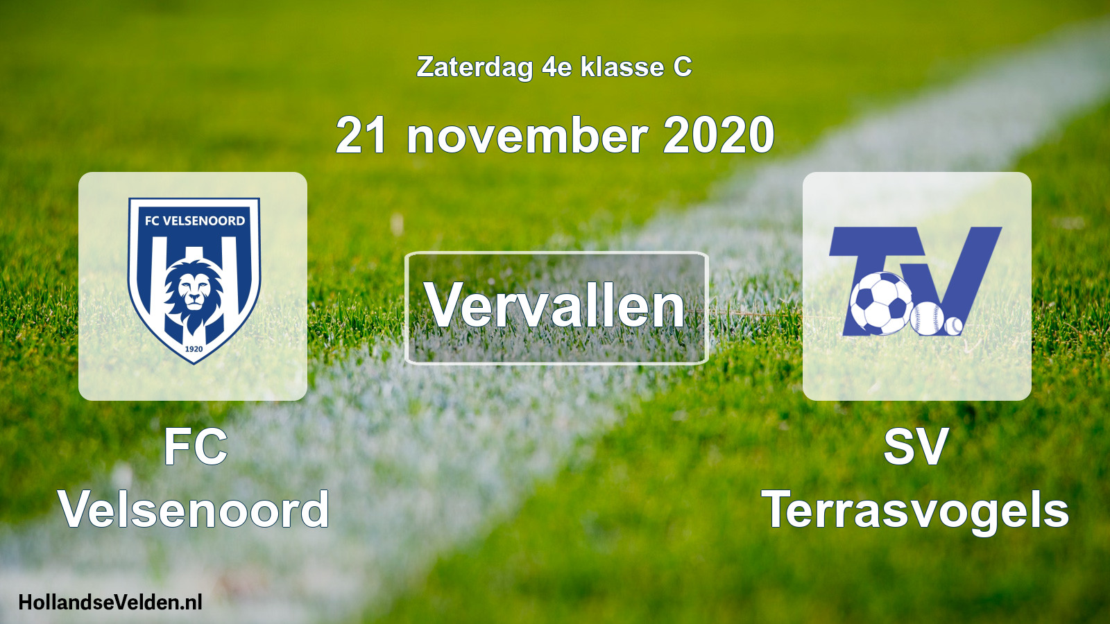 Scheduled Match: FC Velsenoord - SV Terrasvogels (21 November 2020)