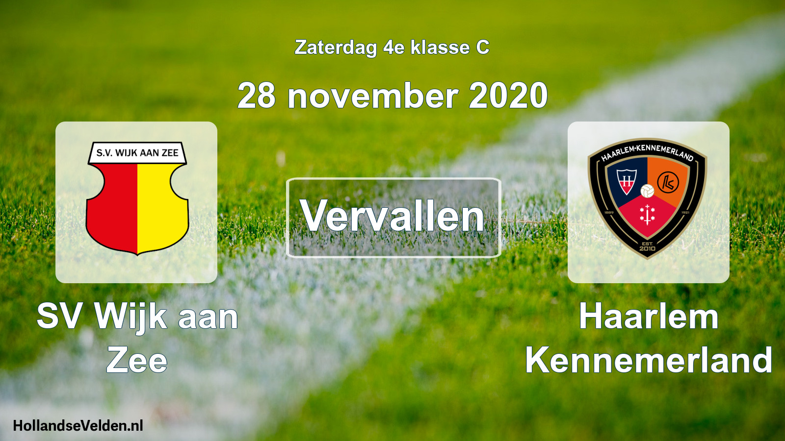 Scheduled Match: SV Wijk aan Zee - Haarlem Kennemerland (28 November 2020)