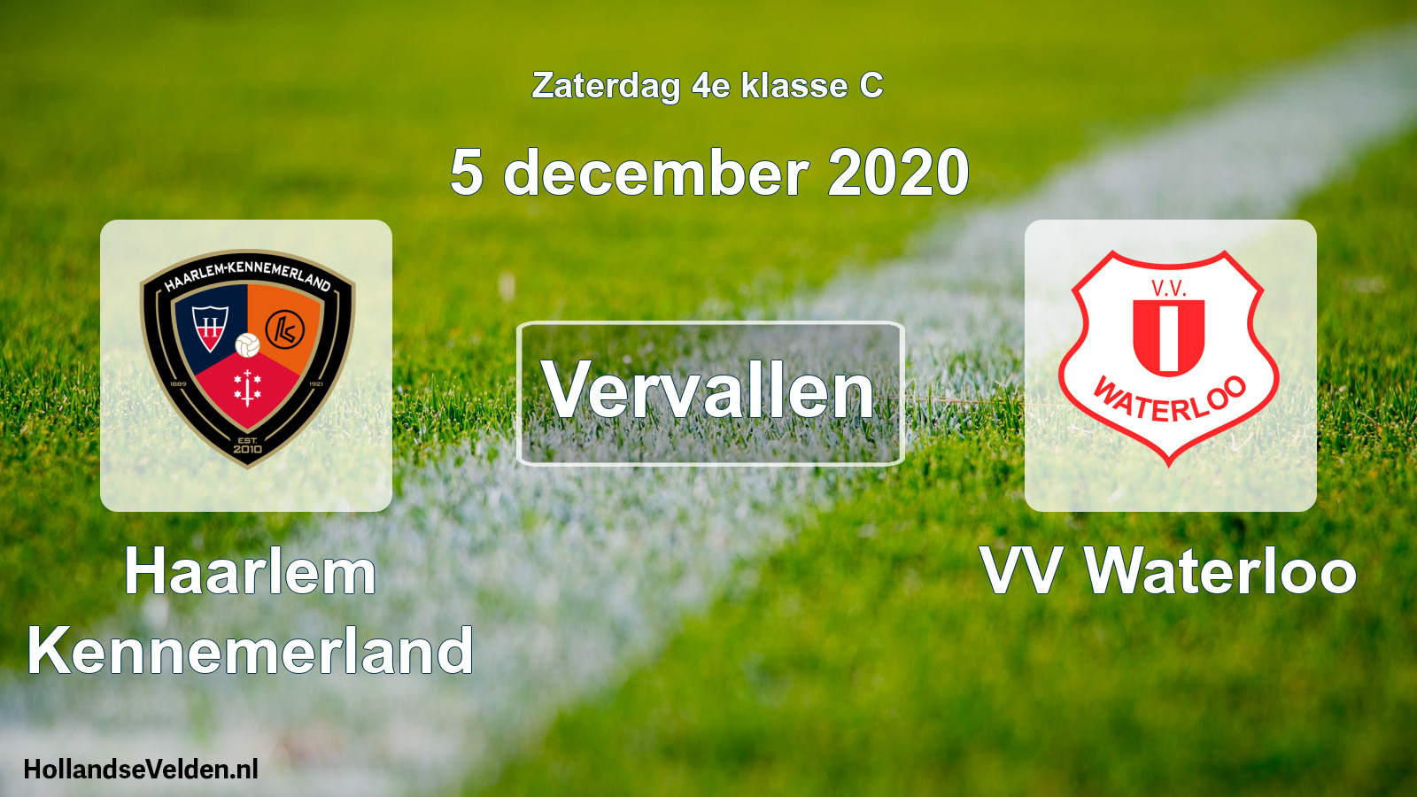 Scheduled Match: Haarlem Kennemerland - VV Waterloo (5 December 2020)