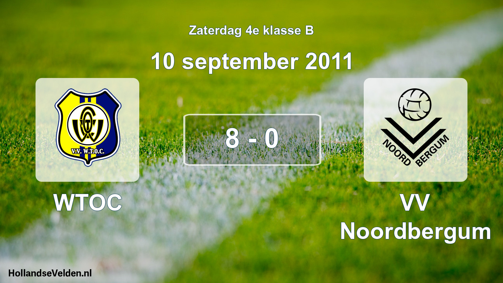 Total number of matches played: WTOC - VV Noordbergum 8 - 0 (10 September 2011)