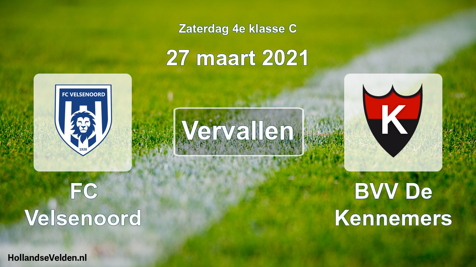 Scheduled Match: FC Velsenoord - BVV De Kennemers (27 March 2021)