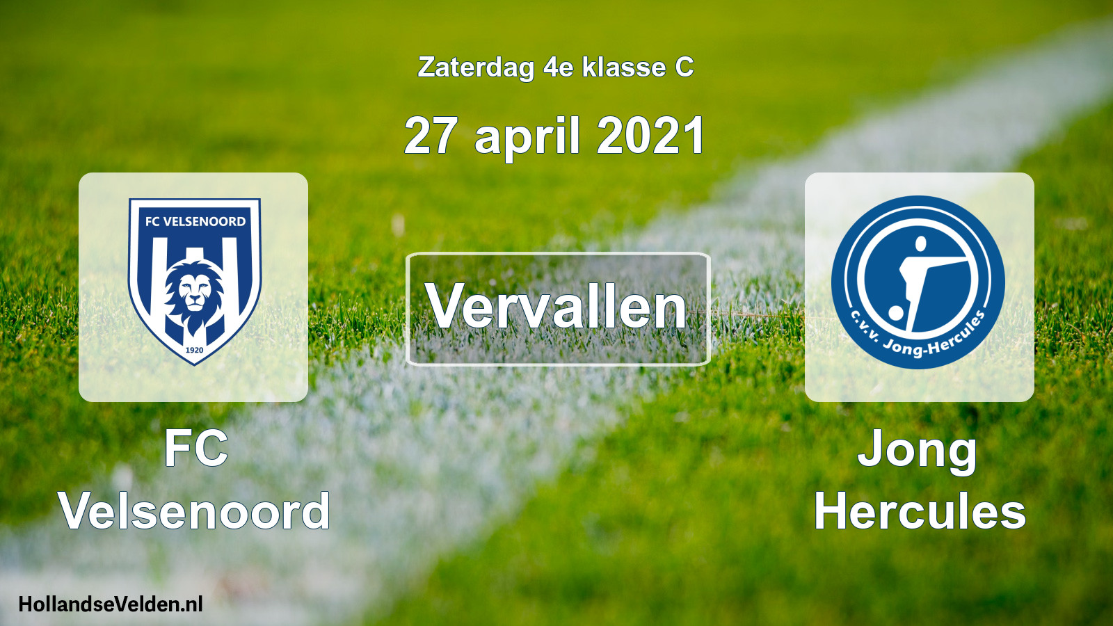 Scheduled Match: FC Velsenoord - Jong Hercules (27 April 2021)