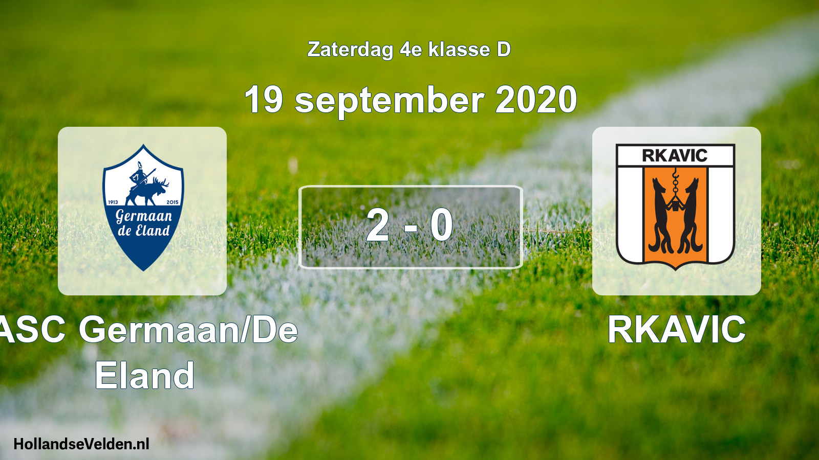 Total number of matches played: ASC Germaan/De Eland - RKAVIC 2 - 0 (19 September 2020)