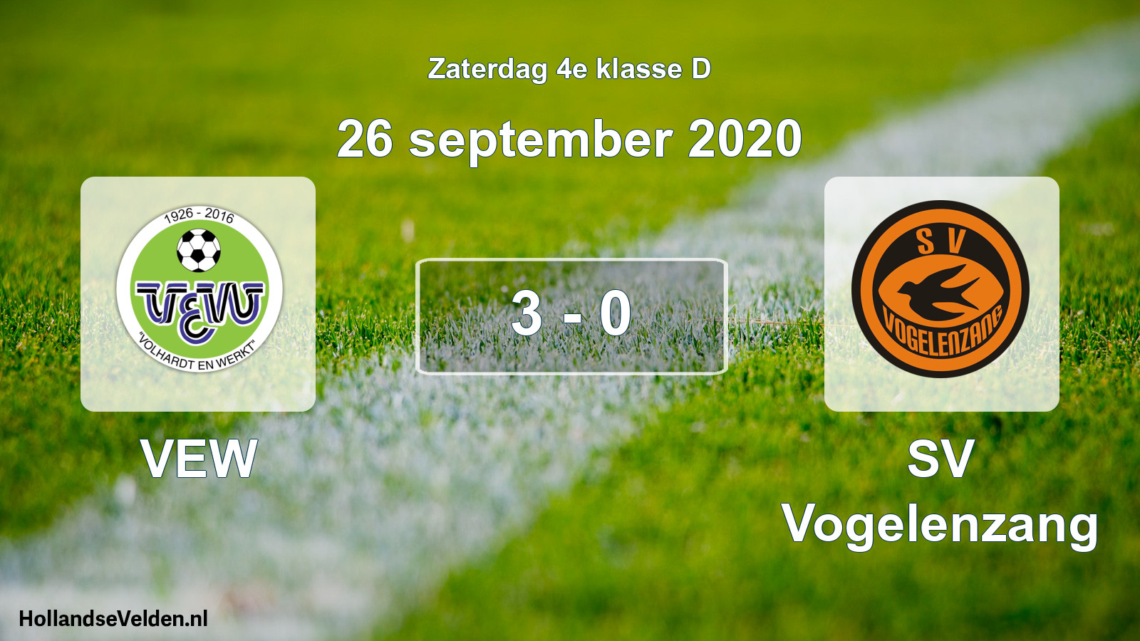 Total number of matches played: VEW - SV Vogelenzang 3 - 0 (26 September 2020)