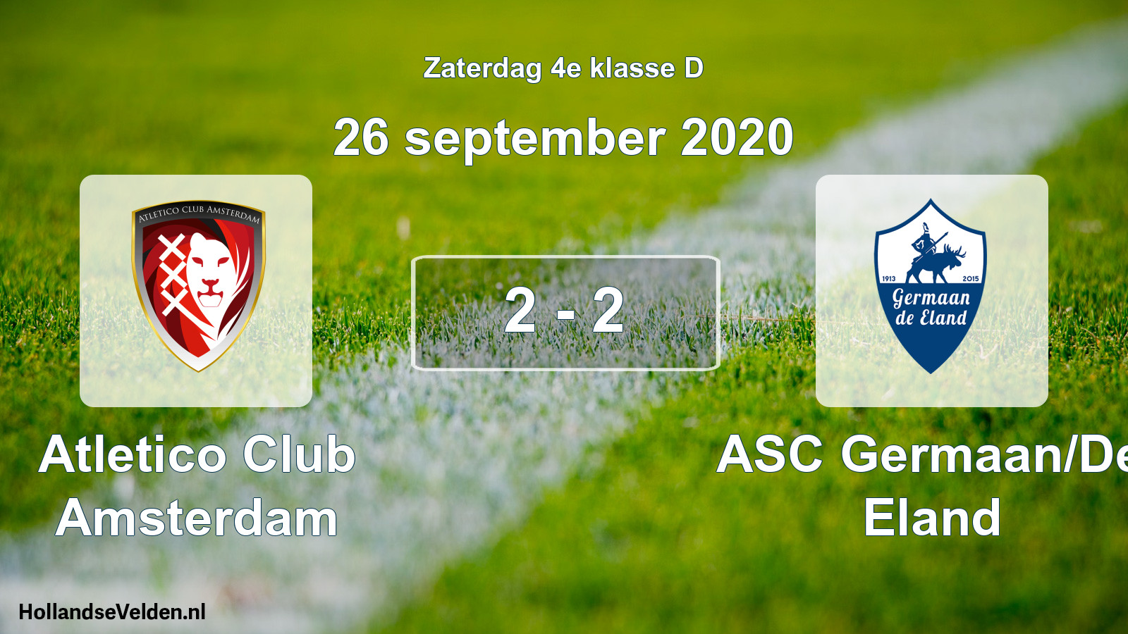 Total number of matches played: Atletico Club Amsterdam - ASC Germaan/De Eland 2 - 2 (26 September 2020)