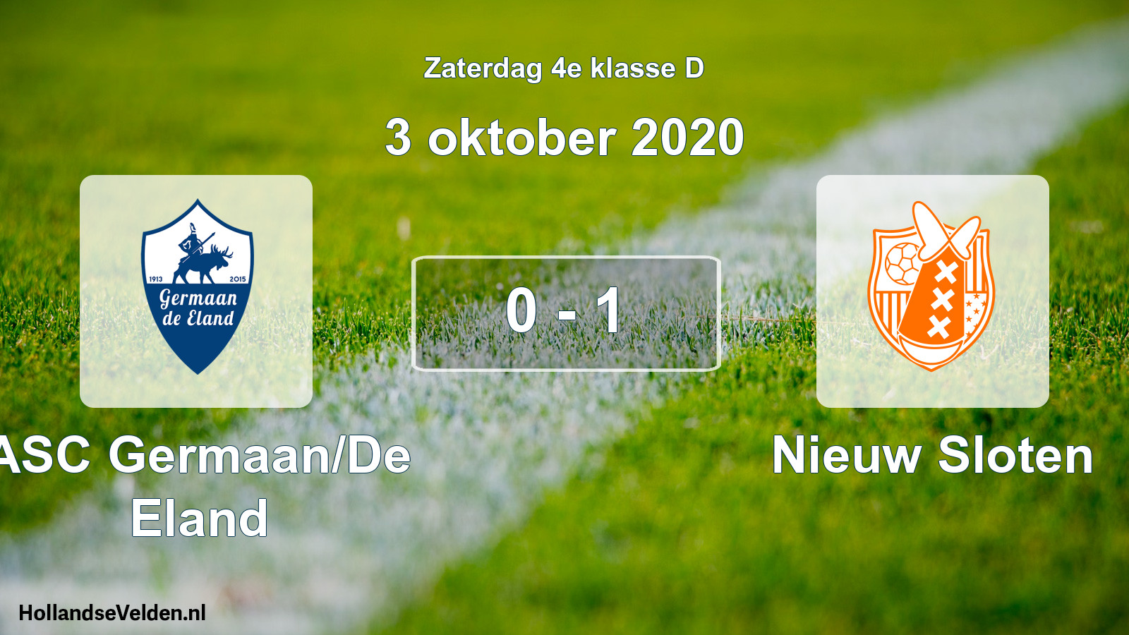 Total number of matches played: ASC Germaan/De Eland - Nieuw Sloten 0 - 1 (3 October 2020)