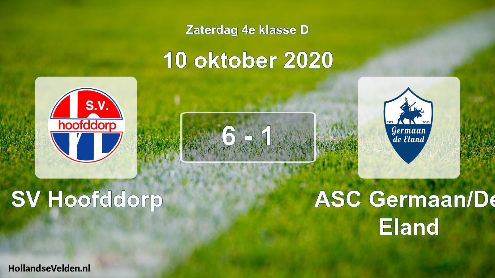 Total number of matches played: SV Hoofddorp - ASC Germaan/De Eland 6 - 1 (10 October 2020)