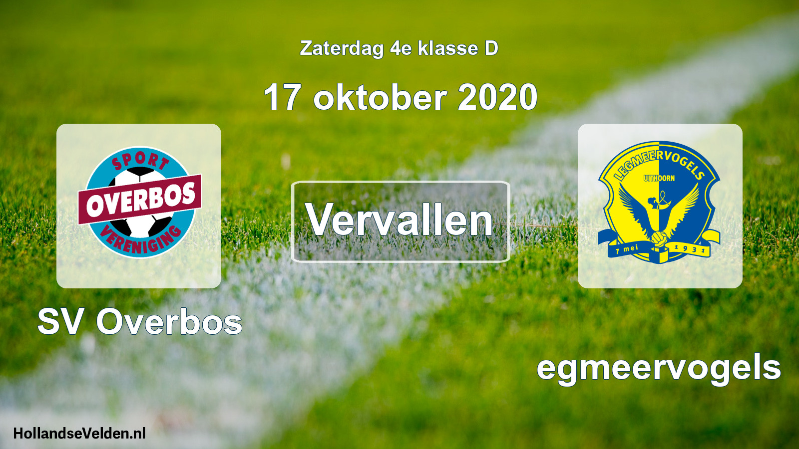Scheduled Match: SV Overbos - Legmeervogels (17 October 2020)