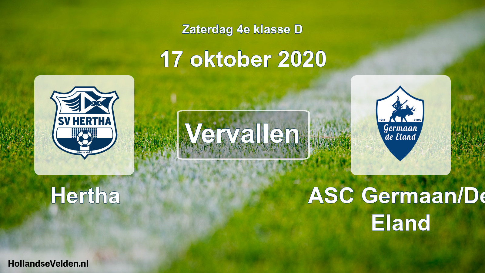 Scheduled Match: Hertha - ASC Germaan/De Eland (17 October 2020)