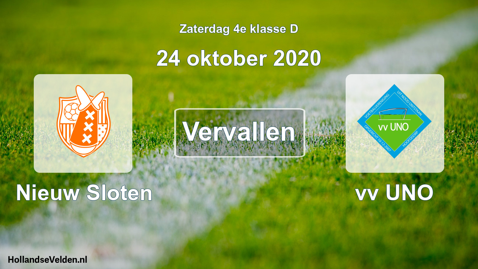 Scheduled Match: Nieuw Sloten - vv UNO (24 October 2020)