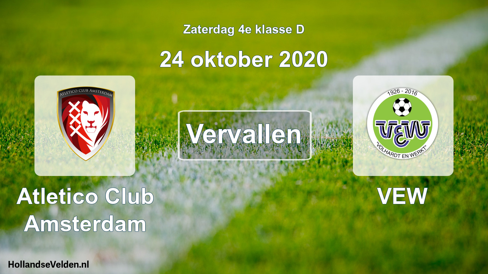 Scheduled Match: Atletico Club Amsterdam - VEW (24 October 2020)