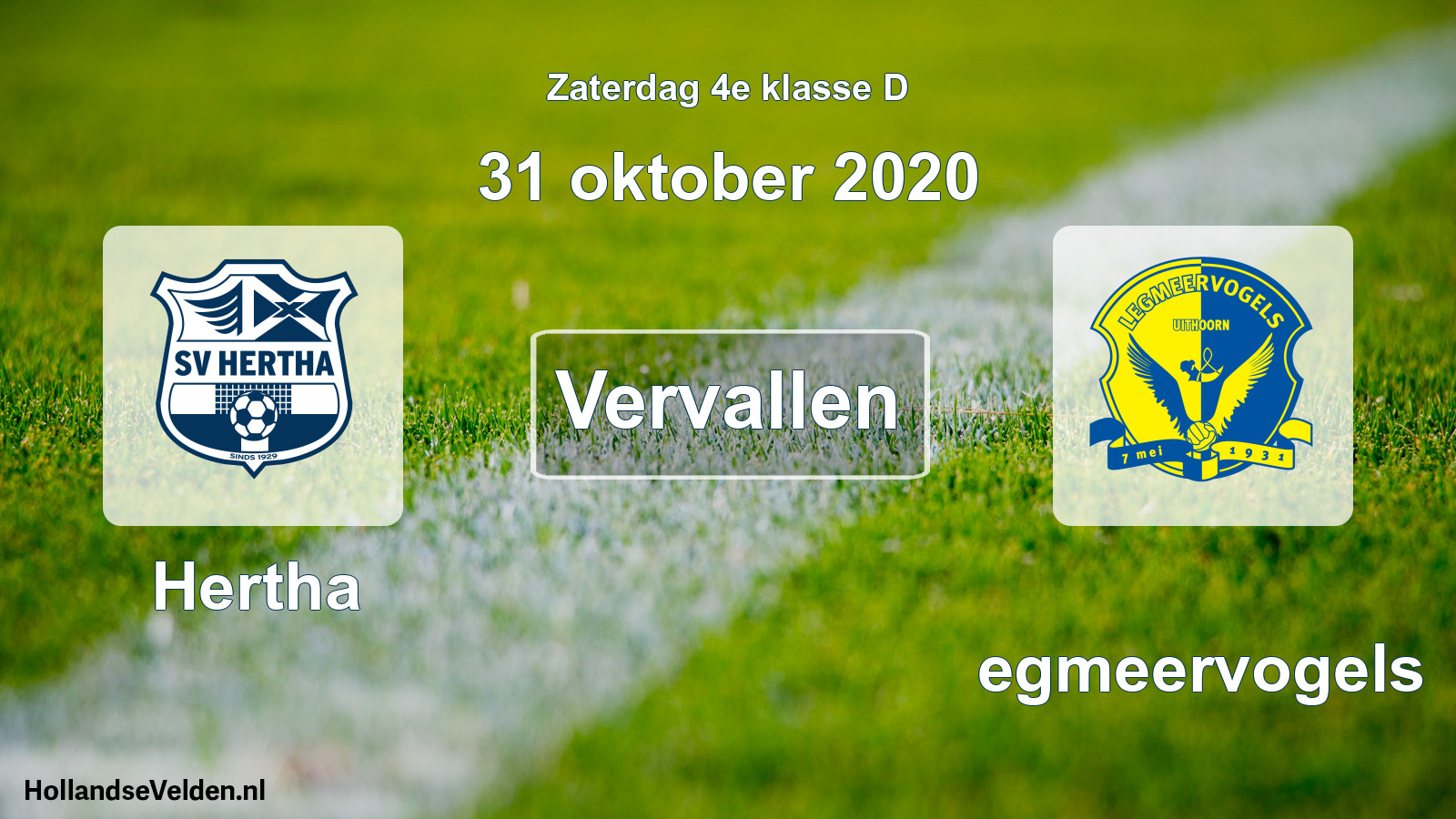 Scheduled Match: Hertha - Legmeervogels (31 October 2020)