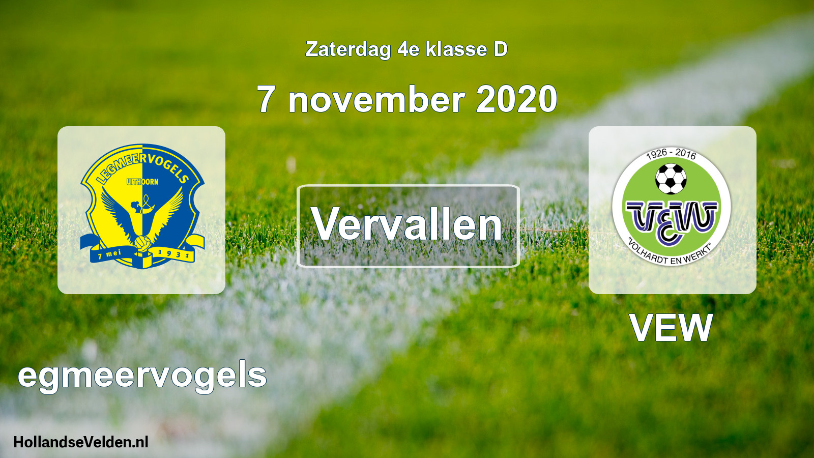 Scheduled Match: Legmeervogels - VEW (7 November 2020)