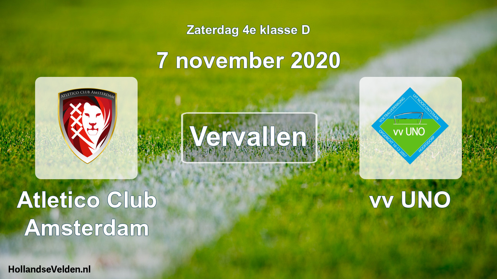 Scheduled Match: Atletico Club Amsterdam - vv UNO (7 November 2020)