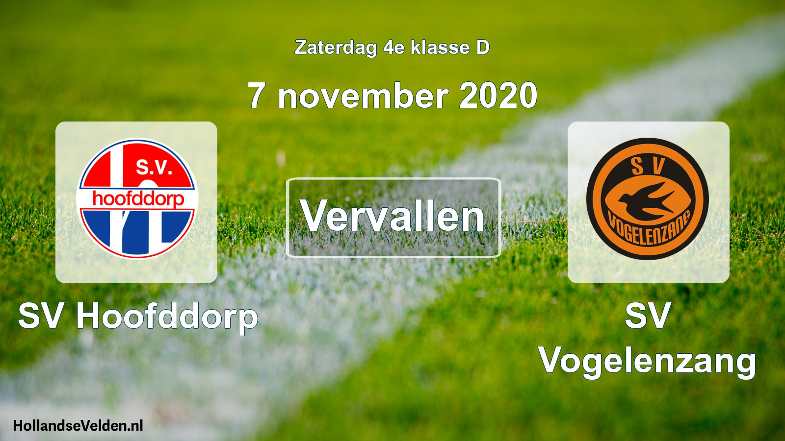 Scheduled Match: SV Hoofddorp - SV Vogelenzang (7 November 2020)