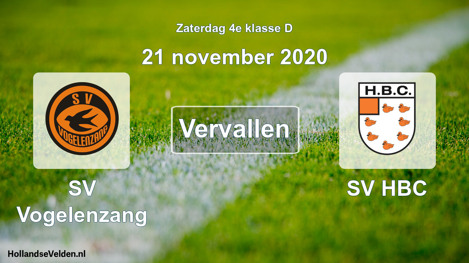 Scheduled Match: SV Vogelenzang - SV HBC (21 November 2020)