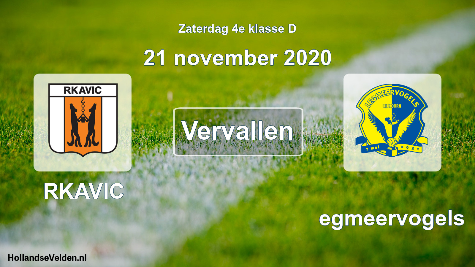 Scheduled Match: RKAVIC - Legmeervogels (21 November 2020)