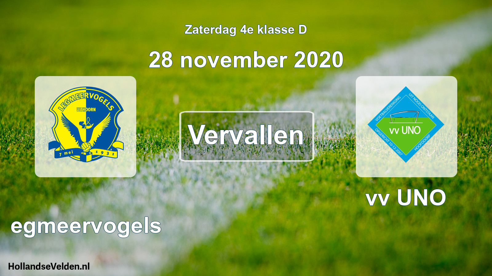 Scheduled Match: Legmeervogels - vv UNO (28 November 2020)