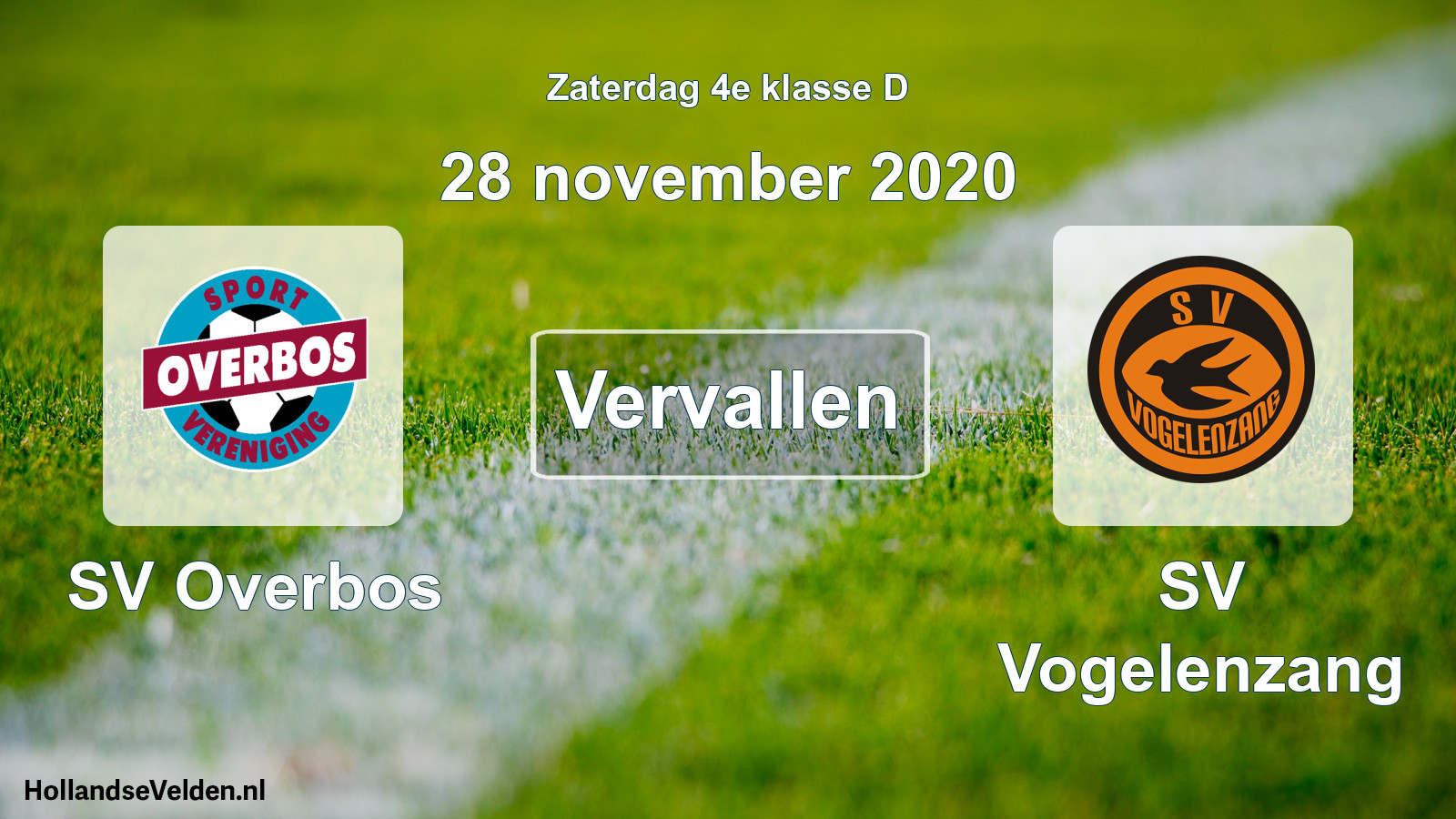 Scheduled Match: SV Overbos - SV Vogelenzang (28 November 2020)