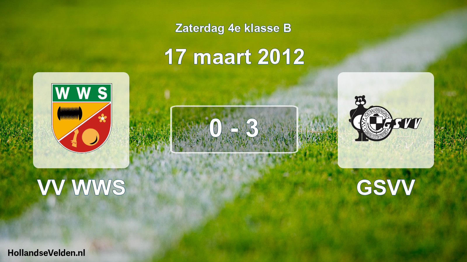 Total number of matches played: VV WWS - GSVV 0 - 3 (17 March 2012)