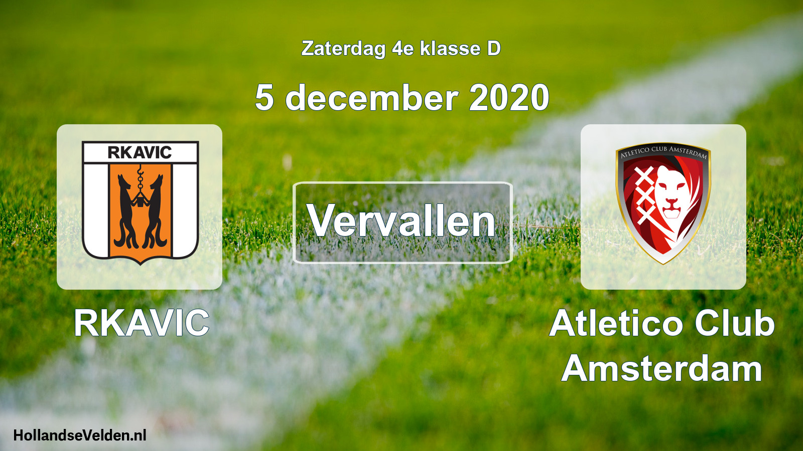 Scheduled Match: RKAVIC - Atletico Club Amsterdam (5 December 2020)