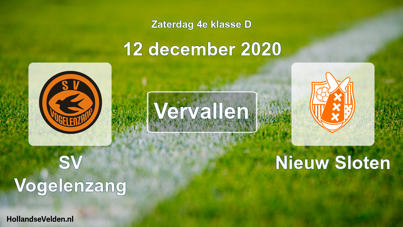 Scheduled Match: SV Vogelenzang - Nieuw Sloten (12 December 2020)