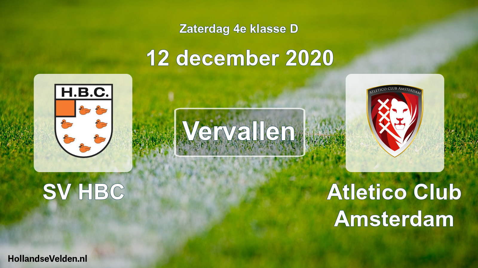 Scheduled Match: SV HBC - Atletico Club Amsterdam (12 December 2020)