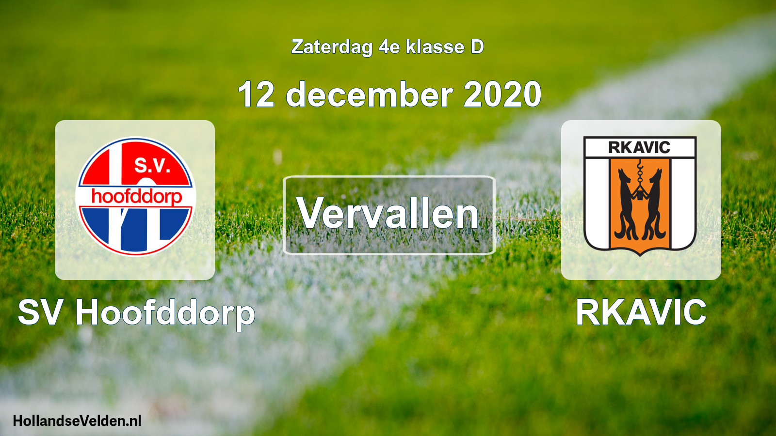 Scheduled Match: SV Hoofddorp - RKAVIC (12 December 2020)