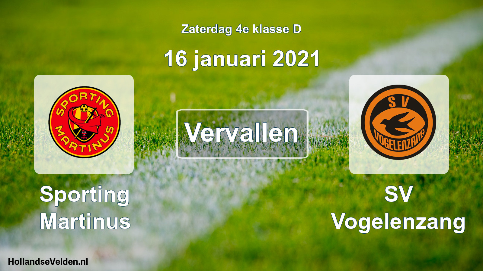 Scheduled Match: Sporting Martinus - SV Vogelenzang (16 January 2021)