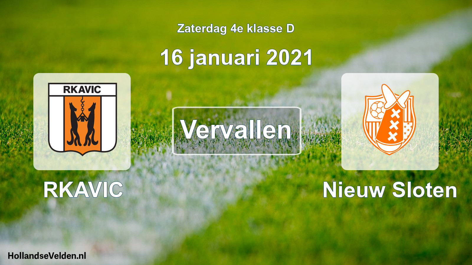 Scheduled Match: RKAVIC - Nieuw Sloten (16 January 2021)