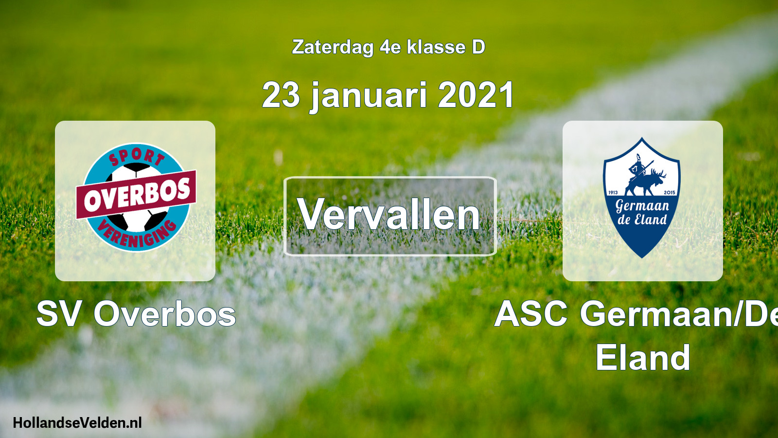 Scheduled Match: SV Overbos - ASC Germaan/De Eland (23 January 2021)