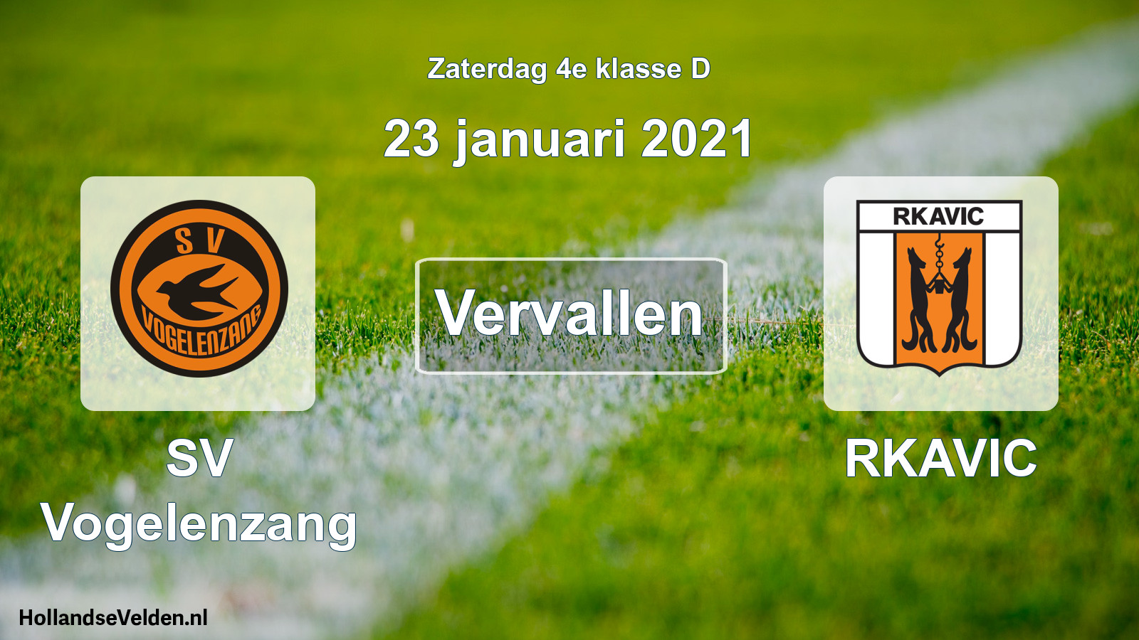 Scheduled Match: SV Vogelenzang - RKAVIC (23 January 2021)