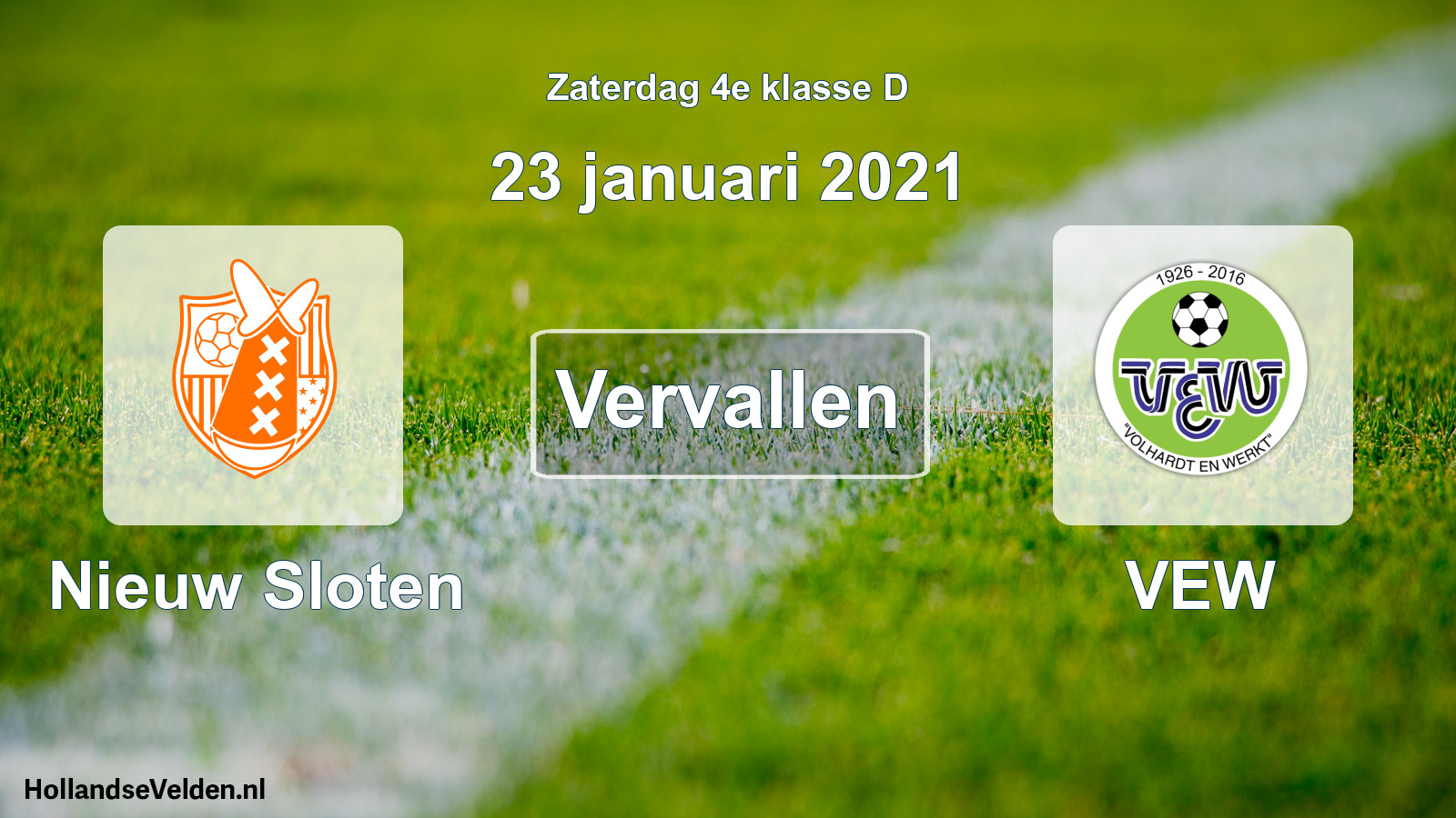 Scheduled Match: Nieuw Sloten - VEW (23 January 2021)