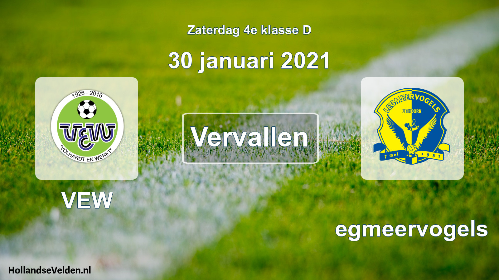 Scheduled Match: VEW - Legmeervogels (30 January 2021)