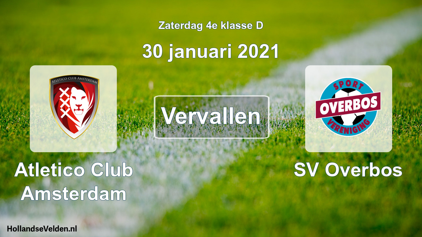 Scheduled Match: Atletico Club Amsterdam - SV Overbos (30 January 2021)
