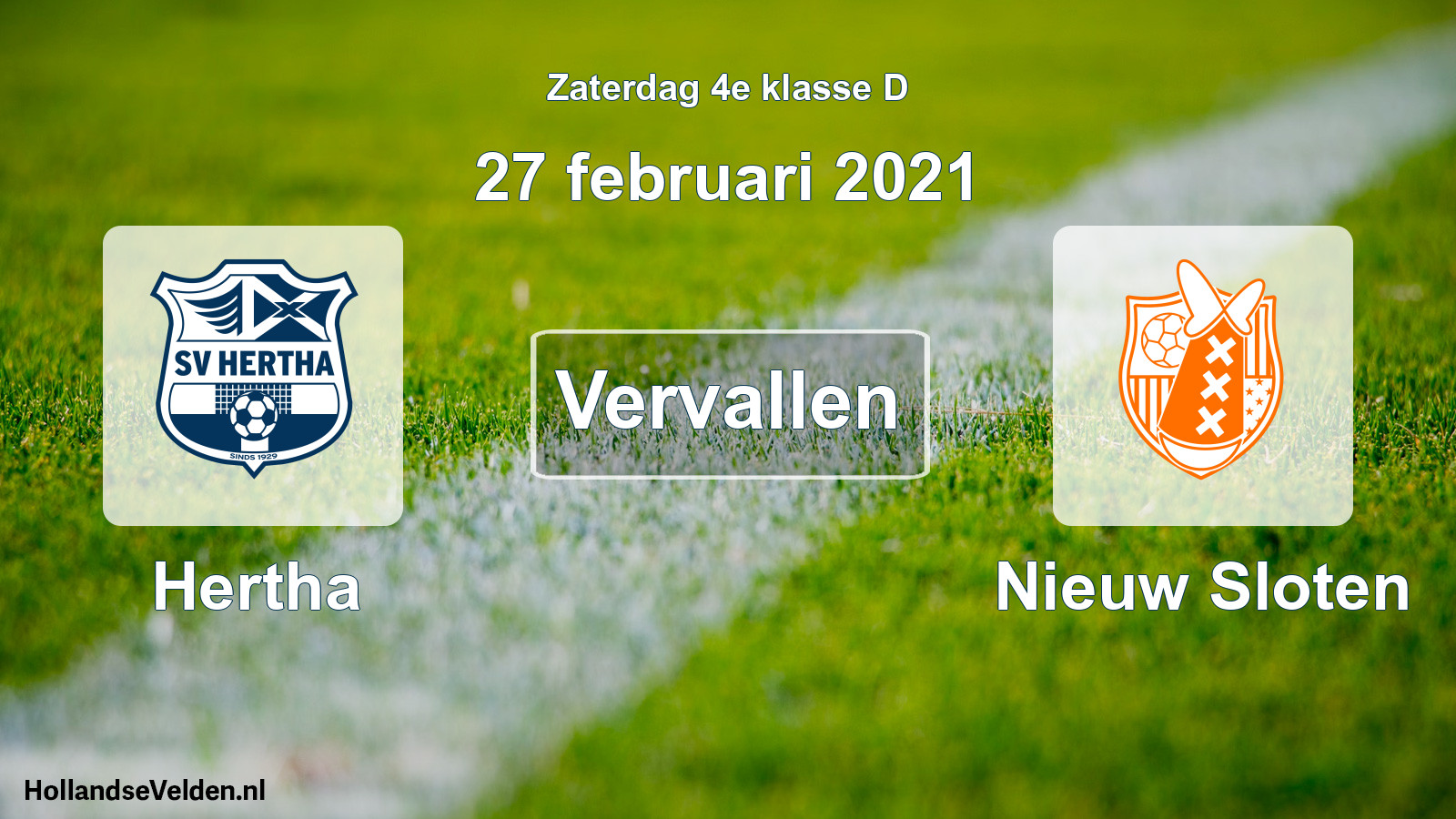 Scheduled Match: Hertha - Nieuw Sloten (27 February 2021)