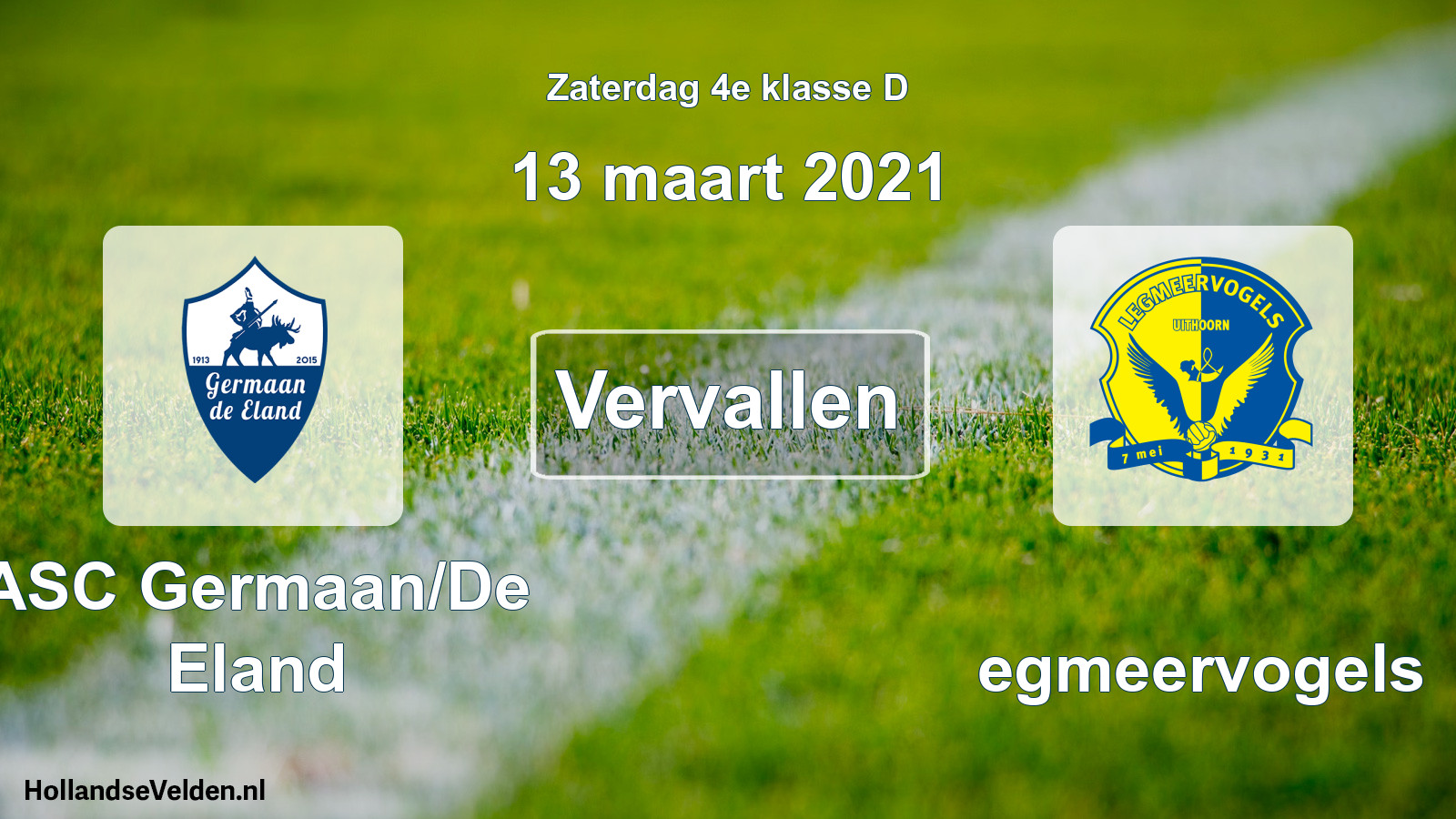 Scheduled Match: ASC Germaan/De Eland - Legmeervogels (13 March 2021)