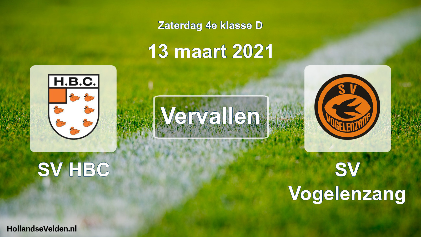 Scheduled Match: SV HBC - SV Vogelenzang (13 March 2021)