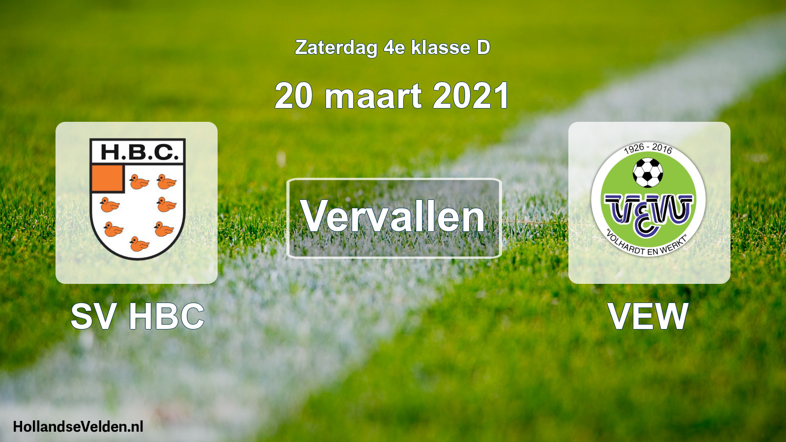 Scheduled Match: SV HBC - VEW (20 March 2021)