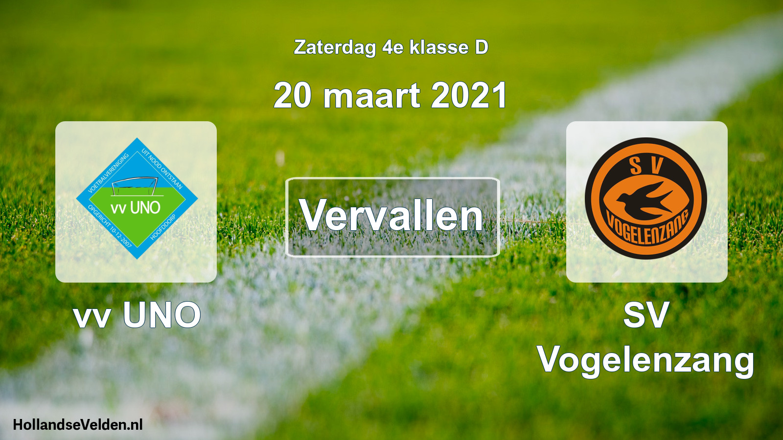 Scheduled Match: vv UNO - SV Vogelenzang (20 March 2021)