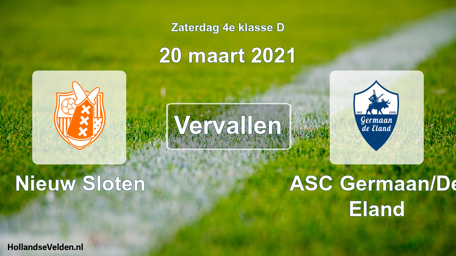 Scheduled Match: Nieuw Sloten - ASC Germaan/De Eland (20 March 2021)