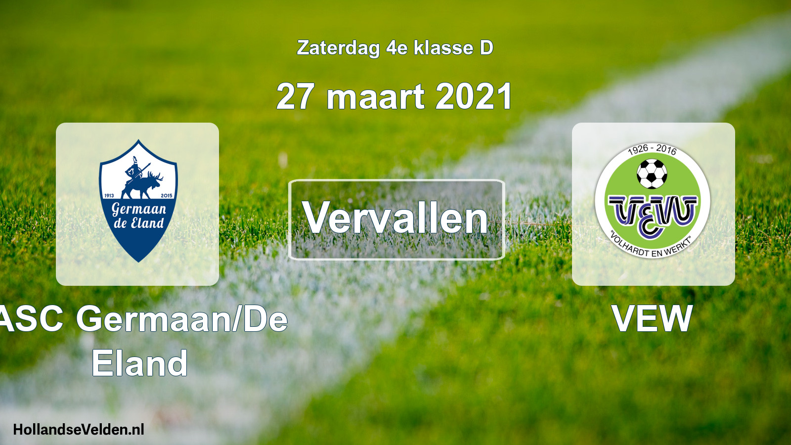 Scheduled Match: ASC Germaan/De Eland - VEW (27 March 2021)