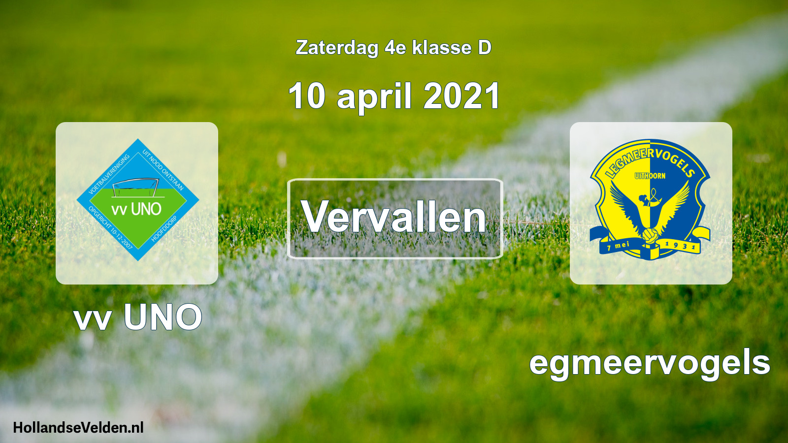 Scheduled Match: vv UNO - Legmeervogels (10 April 2021)
