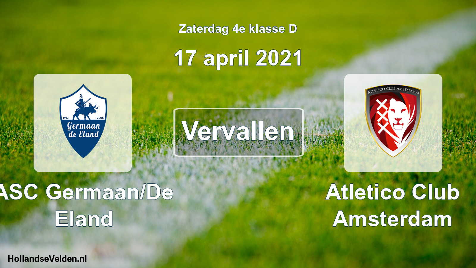 Scheduled Match: ASC Germaan/De Eland - Atletico Club Amsterdam (17 April 2021)