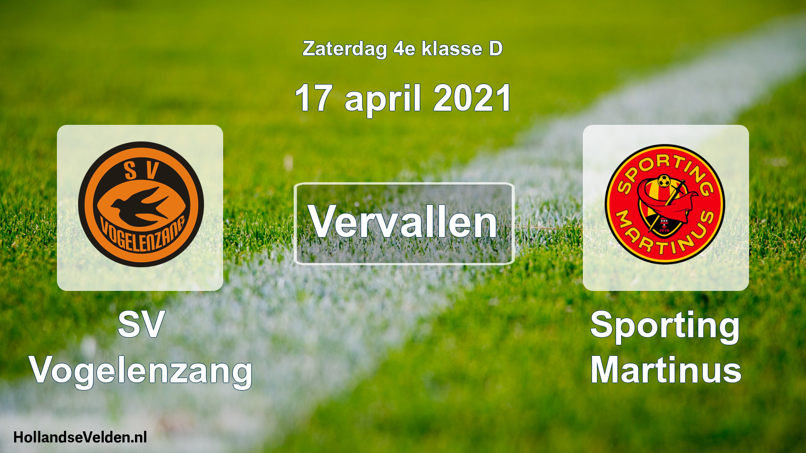 Scheduled Match: SV Vogelenzang - Sporting Martinus (17 April 2021)