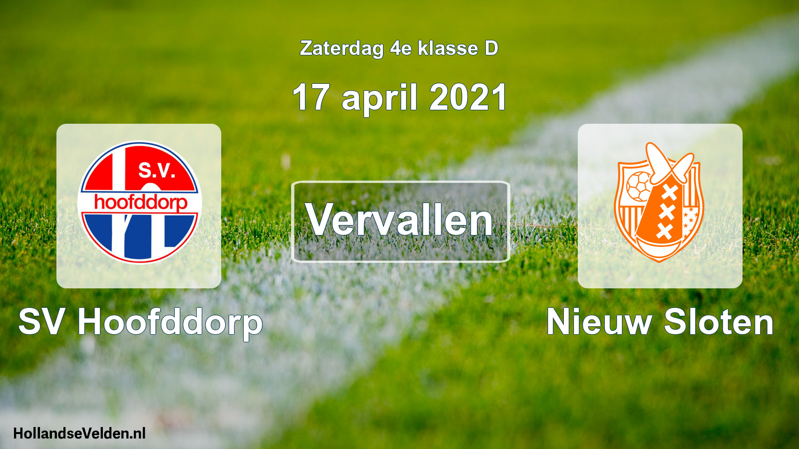 Scheduled Match: SV Hoofddorp - Nieuw Sloten (17 April 2021)