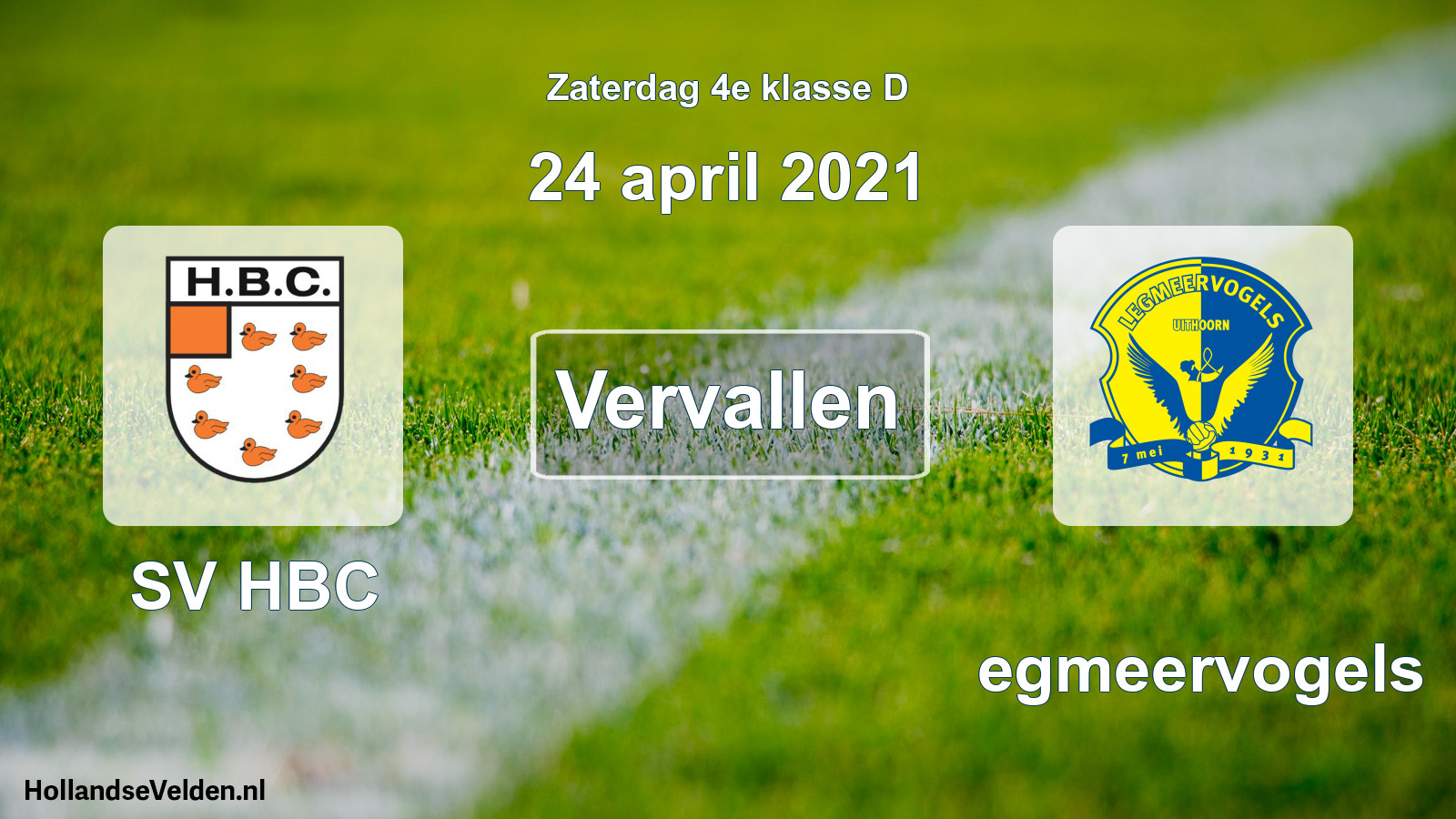 Scheduled Match: SV HBC - Legmeervogels (24 April 2021)